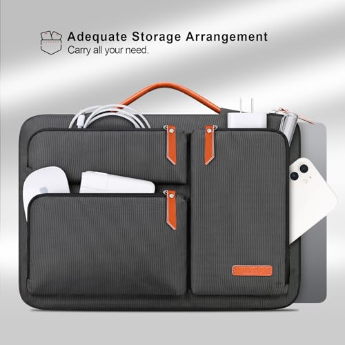 Lacdo 360° Protective Laptop Sleeve Case for MacBook Air/Pro, 13-13.3 inch Notebook, 14 inch New MacBook Pro M4/M3/M2/M1 Pro Max A3112 A3401 A3185 A2992 A2918 A2779 A2442 2024-2021 Computer Bag,Black