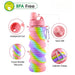 MAKERSLAND Rainbow Collapsible Folding Water Bottles for Kids, Students, Adults, Reusable BPA Free Silicone Foldable Sports Water Bottles for Travel Camping Hiking, Pink