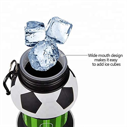 FOLDABLE BOTTLE Football Water For Sports, School, Travel, bicycle, Birthday Gifts, Shockproof, Silicone Collapsible Drink cup with Carabiner Clip Leak-Proof BPA Free (550ml-18.5oz)