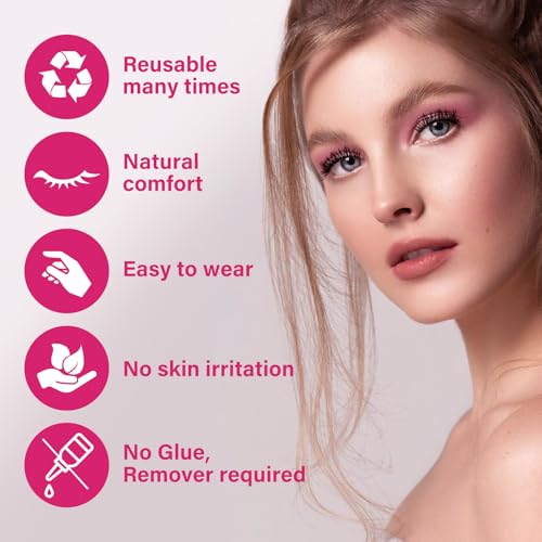 Magnetic Eyelashes With Applicator Long Lasting And Reusable Magnetic Lashes Kit 5Pcs Magnets Per Piece No Glue Needed False Eyelashes Waterproof,Cruelty Free,Easy To Wear(1pair,Vibrant)
