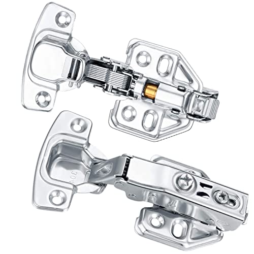 4 Pcs Kitchen Units Door Hinges, Soft Close Cupboard Wardrobe Door Hinges, Folding Doors Hinge with Screws, Full Overlay Mute Cabinet Hinges