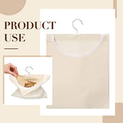 Eccliy 2 Pcs Canvas Clothespin Bag with Hanging Hook for Clothesline Outdoor 15 x 11 Inch Summer Laundry Clothes Pin Holder Portable Pin Hanging Bag Pin Storage Organizer for Home Balcony Travel,Beige
