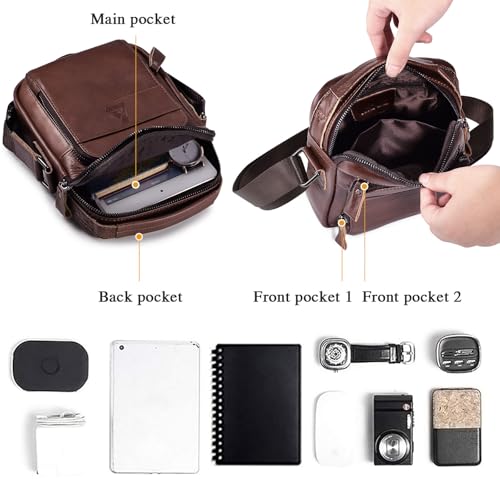 BAIGIO Men's Genuine Leather Shoulder Bag Messenger Briefcase CrossBody Handbag Satchel Travel bag