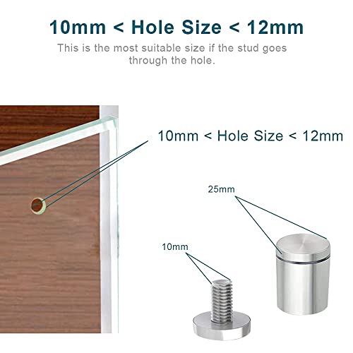 Excefore Stainless Steel Standoff Screws, 20Pcs 25 x 25mm Wall Standoff Sign Holders Screws, Mounting Glass Hardware for Hanging Acrylic Picture Frame, Advertising Screws Kit