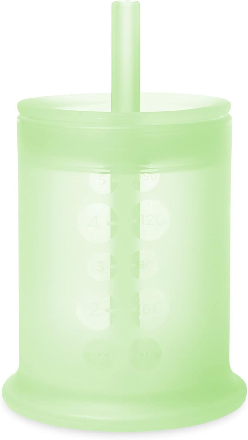 Olababy Silicone Training Cup with Straw Lid | Babies Water Drinking Cup | 6+ Mo Infant To 12-18 Months Toddler | Sippy Cup For Kids & Smoothie Cup | Baby Led Weaning (Mint, 5 oz)