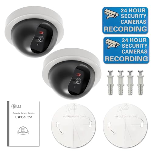 Fake Security Camera, Bullet Shape Dummy Fake Surveillance Camera with Flashing Red LED Light Realistic for Indoor & Outdoor, 1Pack White (1)