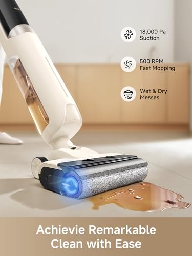 Mova K30 Mix Wet Dry Vacuum Cleaners, 4-in-1 Cordless Vacuum for Multi-Surface, 180° Lie-Flat Reach, 30min Hot Air Drying, 0mm Dual Edge, One-Press Self, 18kPa Suction for Hard Floors Pet Hair