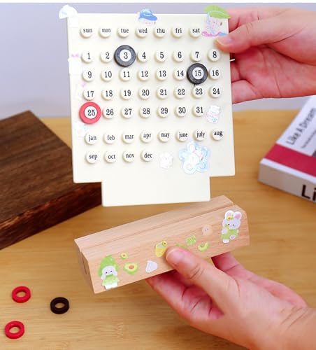 Wooden Desk Calendar Perpetual Calendar Desk Wood Calendar Stand Acrylic Calendar Desktop Decor Week Month Date Display Holder for Office, Desk Accessories, Shop, Desk Decor