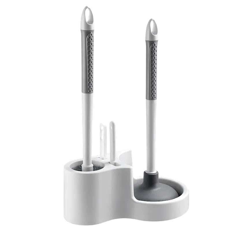 ZERIFAM Toilet Plunger Bowl Brush Set, 4 in 1 Silicone Bowl Brush and Heavy Duty Toilet Plunger with Ventilated Holder, 2-in-1 Toilet Brush and Plunger Combo for Bathroom Deeply Cleaning