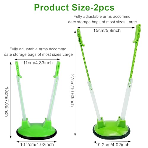 2 Pcs Sandwich Baggy Racks, Adjustable The Batch Lady Freezer Bags, Food Storage Bags Clips Stands, Plastic Reusable Freezer Bag Racks Holders, Food Prep Bag Holders Stands