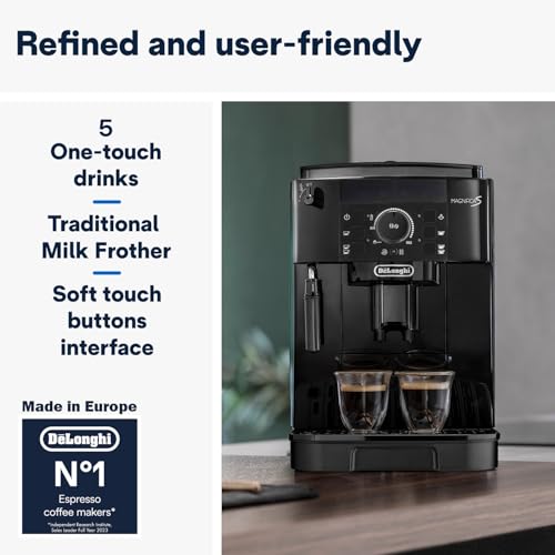DE'LONGHI Coffee Machine MAGNIFICA S Fully Automatic Bean to Cup Coffee Machine, 5+ Functions, Ideal for Espresso, Americano, Cappuccino, Latte, Macchiato & Many More Coffee Recipes ECAM12.121.B