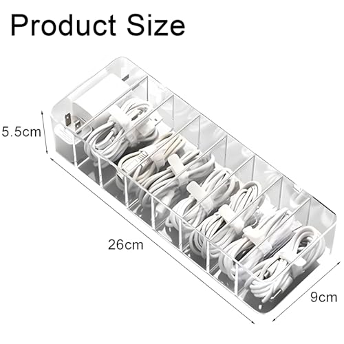 X spring Data Cable Organizer Box, Cord Storage Box, Electronics Cable Organizer Box, Cable Storage Box with 10 Wire Ties for Home Drawer Office Desk Organizers and Accessories