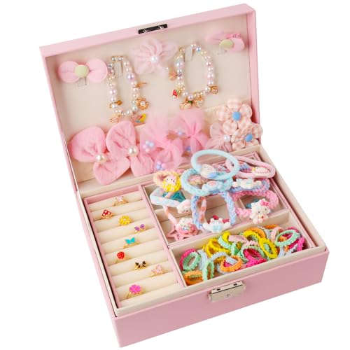 Hair Accessories for Girls, Hair Clips Hair Ties Barrettes Jewelry Boxs for Little Girl Birthday Gifts Teen Girl Gifts