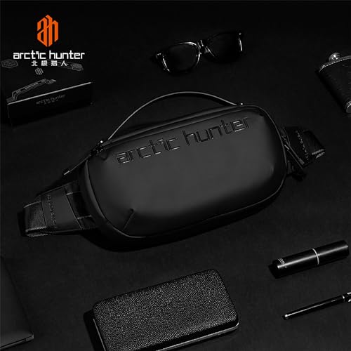 Arctic Hunter Cross Body Travel Sling Bag Water Resistant Anti-Theft Tough Men Series Unisex Messager Shoulder bag, Y00020 (Black), 26 x 5 x 15 cm, Y00020-AH_BLK