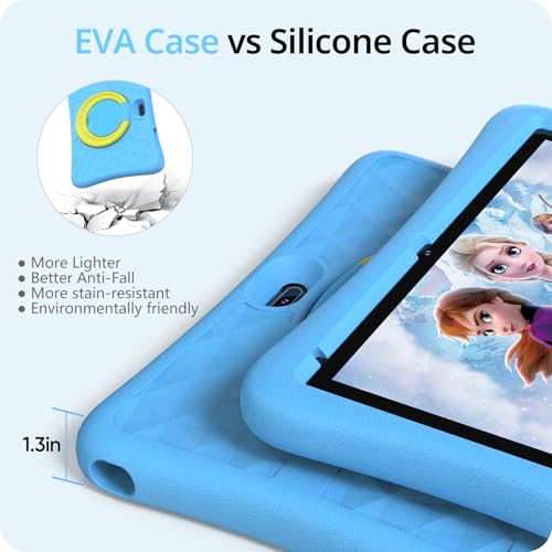 Plimpton Kids Tablet Android 14, 10 inch with Google Kids Space, 2GB RAM/64GB Storage, 4-core, 6000mAh Battery, Parental Control, WiFi, PlimPad Tablet (Blue)