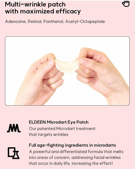 Eldeen Good Bye Wrinkles - Microdart Project: Eye Patch - The Ultimate Solution for Your Skin, reduce wrinkles, clear, 1 pair, Packages of 1, 4, and 8 (Package of 4)