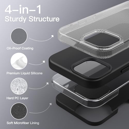 JETech Silicone Case for iPhone 14 Pro Max 6.7-Inch, Silky-Soft Touch Full-Body Protective Phone Case, Shockproof Cover with Microfiber Lining (Black)