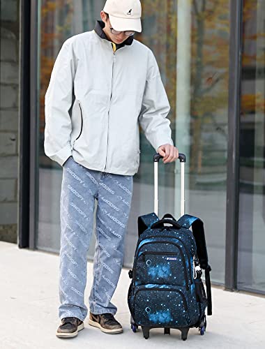 Kids Rolling Backpacks Fashion Printed Trolley School Bags Large Capacity Wheeled Kids' Luggage Bag for Elementary Boys Girls Schoolbag