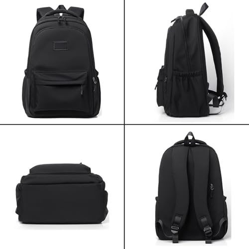 Qiccijoo Travel Laptop Backpack Computer Backpack for Women Men Business Work Backpack Durable Anti Theft College School Computer Bag Fits 17 Inch Notebook & Laptop(Black)