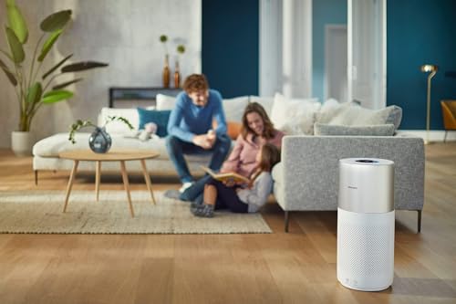Philips Air Purifier Series 3000i - For XL Rooms 135m², 5 Speed Settings, Sleep Mode, Air Quality Display, Connected with Air+ App, White/Silver - AC3036/90