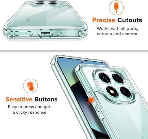 For Xiaomi Redmi Note 14 Pro 5G / Xiaomi Poco X7 Case, TPU Bumper + PC Hard Plate Clear Back Cover, Shockproof Protection Mobile Phone Case, Anti-Yellowing Slim Fit Protective Casing (Transparent)