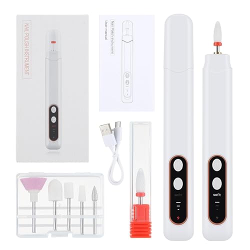 TERRIFI Portable USB Nail Drill, Electric Nail Files, USB Electric Nail File for Acrylic Gel Nails, Cordless Portable Electric Nail Drill Machine, Manicure and Pedicure Tools for Nail Art DIY