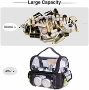 Travel Makeup Bag,Makeup Brush Case Travel Toiletry Bag Cosmetic Train Cases Artist Storage Bag with Adjustable Dividers for Cosmetics Makeup Brushes Toiletry Jewelry Digital Accessories(Black)
