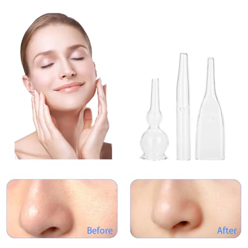 Lwuey Vacuum Glass Tube, Blackhead Removal Glass Pipes Set Facial Cleansers Whitehead Removing Glass Pipe Kit Machine Accessories Device for Face Suction Pore Cleanser Beauty Equipment Home Salon 3PCS