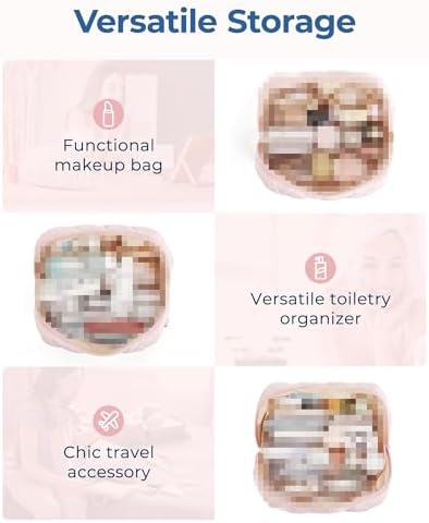 Puffy Padded Makeup Bag for Women - Travel Cosmetic Organizer Case with Wide-Open Design, Spacious Capacity, and Easy-Clean Pockets, Perfect for Toiletries, Brushes, and Travel Essentials, Pink