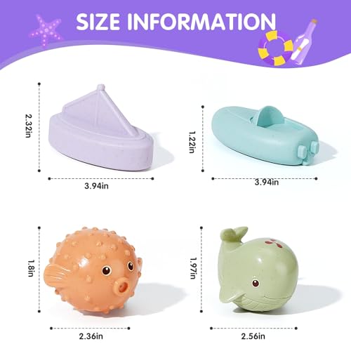 NALACAL 9PCS Baby Bath Toys for Babies and Toddlers,Ocean Sea Animal No Hole Bath Toys, Non Squirting Bath Toys for Tub, Safe Fun Infant Baby Bath Toys for 0 1 3 6 12 18 Months
