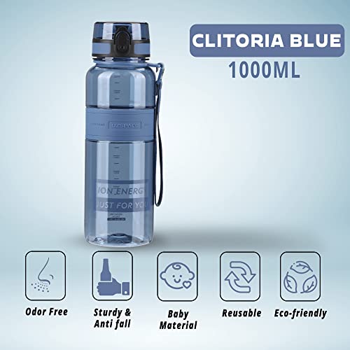 Drinking Water Bottle | Water Bottle for Men, Women & Kids | Leakproof BPA Free Yoga & Gym Running Water Bottle with One-Click Lock | Anti-Fall Tritan Sports Water Bottle (1000-ml, Calitoria Blue)