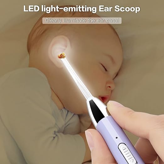 Tengcang Earwax Removal Nose Picker Tool with LED Light and Storage Case USB Charging Ear Scoop Safe Silicone Soft Ear Wax Removal Tool for Baby Children and Adults (Green)