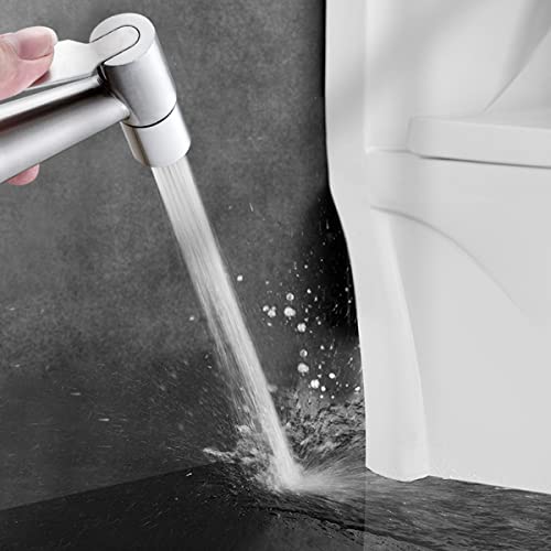 ECVV Stainless Steel Handheld Bidet Sprayer for Toilet Cloth Bathroom Diaper Self Cleaning Shattaf Set with adjustable water Pressure Control