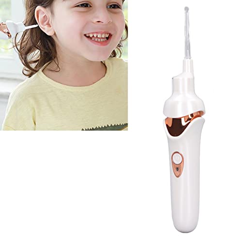 Zudoo Electric Ear Suction Device, Portable Automatic Electric Vacuum Ear Pick Ear Cleaner Earwax Remover with LED Light for Earwax Removal, Soft Prevent Ear-Pick Clean Tools Set (White)