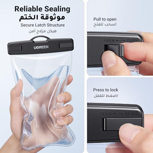 UGREEN Waterproof Phone Case, IPX8 Certified 30M Waterproof Phone Pouch Cellphone Dry Bag Case Fit for up to 7.2'' Compatible with iPhone 16/15/14/13 Series, S24 S25 Ultra 2 Pack
