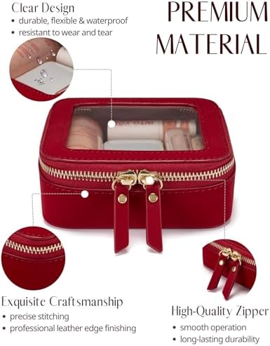Small Cosmetic Bag for Purse Mini Makeup Bag for School Cute Clear Make Up Pouch for Travel Tiny Leather White Make Up Organizer Case for Backpack Toiletry Bag Waterproof Square Pouch with Zipper