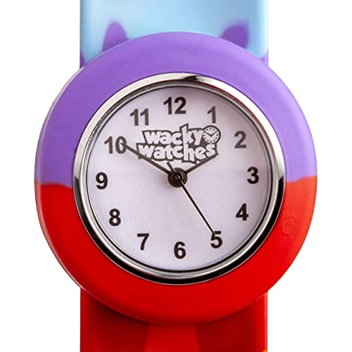 Multicolour Wacky Watch Slap On Strap Fast Fit Kids Childrens Silicone Band Unisex Instant Fit Any Size for Boys and Girls Learn to Tell The Time