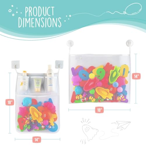 Comfylife 2 x Mesh Bath Toy Organizer  6 Ultra Strong Hooks  36 Bath Letters ââ?¬â?? Eco-Safe, Fun, Educational Foam Baby Bath Letters and Perfect Toy Storage Net for Baby Bath Toys & More