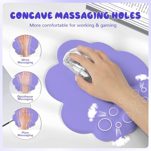 NALACAL Cloud Mouse Pad Wrist Support Keyboard Wrist Rest Set with Ergonomic Memory Foam,Non-Slip Base,Cloud Coasters for Home,Office,Laptop,Desktop Computer,Easy Typing Pain Relief-Purple