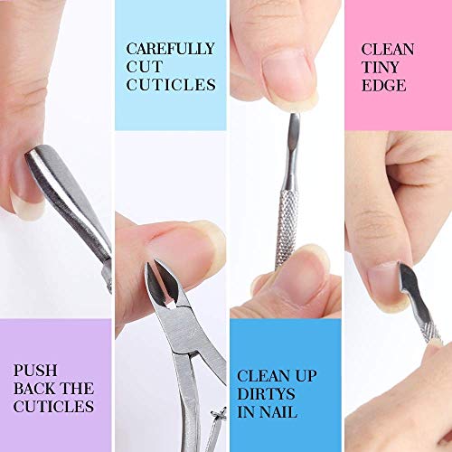 FLAFARY Nail File Kit-3Pcs Double Sided Nail File, Rectangular Nail Buffer, 4 Step Buffing Block, 3Pcs Cuticle Clipper & Pusher, and Nail Brush, Complete Nail Kit with Buffer