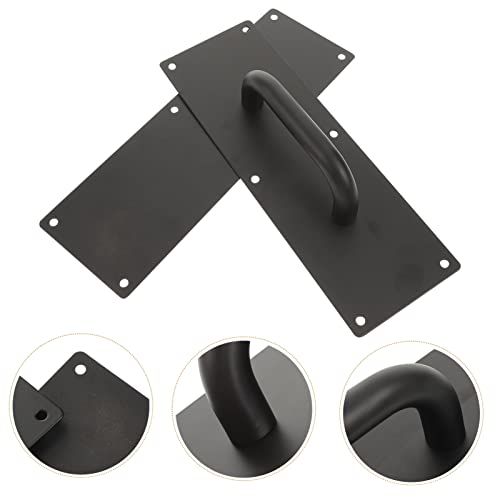 Barn Pull Stainless Public Clo Screws Sliding Hardware Office Steel Attachment with Black Handle and Plate Places Commercial Home Composite for Push Door