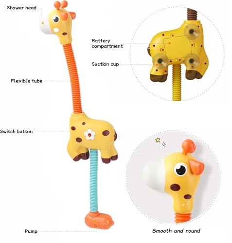 TOYBY Baby Bath Toys, Automatic Shower Head & Sprayer with Hose for Bathtub Water Play, Hand Shower for Toddlers Ages 1-3