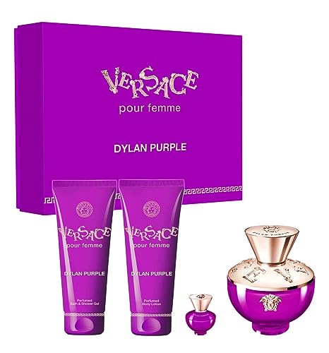 Versace Pour Femme Dylan Purple Eau De Parfum 100ML Perfume Gift Set for Women (Contents May Vary) Dylan Purple LOTE 4 pz