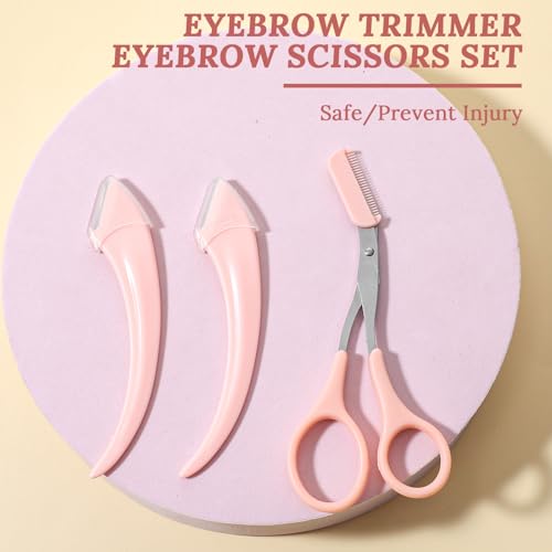 6Pcs Eyebrow Trimmer Set, Eyebrow Scissors with Comb for Beginners Facial Hair Removal Tool Beauty Accessories for Men Women