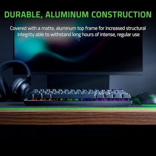 Razer Huntsman Mini 60% Compact Gaming Keyboard: Purple Switch, Clicky Optical-Mechanical Switches, Doubleshot PBT Keycaps, Detachable USB-C Cable, US Layout - Black