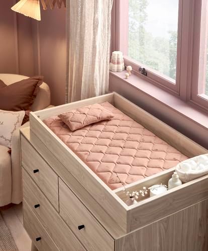 Mamas & Papas Luxury Baby Nappy Changing Mattress with Machine Washable Cover, Removable Towelling Insert & Detachable Pillow, Wildflower