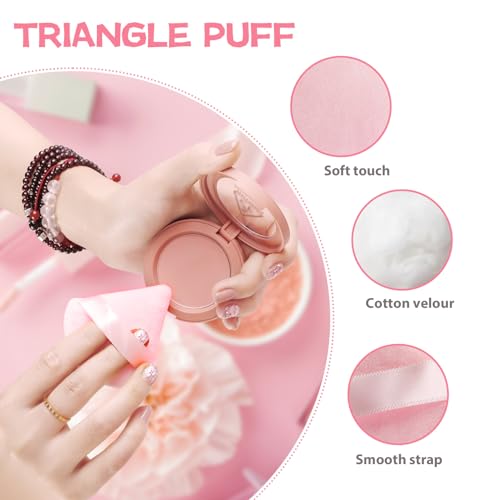 MMQ 8 Pieces Triangle Powder Puff Face Soft Triangle Makeup Puff Velour Cosmetic Foundation Blender Sponge Beauty Makeup Tools