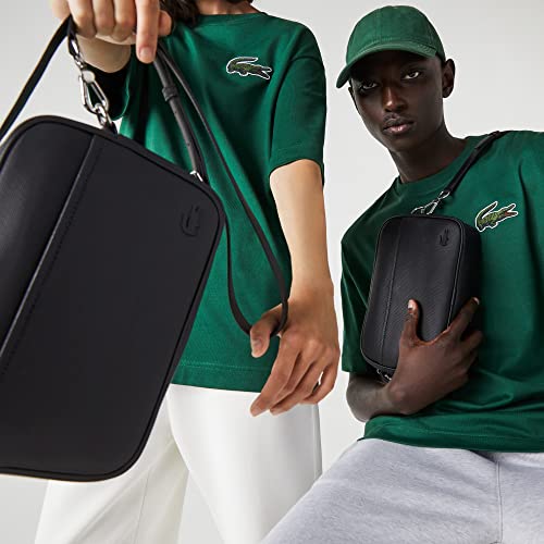 Lacoste Unisex Flat Pocket Zip Crossover Bag, Black