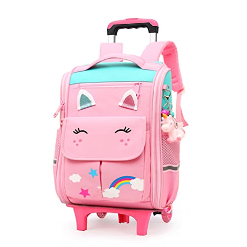 TOMVAES Backpack for School,Roller Bag with Wheels,Double Handle Rolling Backpack,Girls Travel School Children Toddler Trip Rolling Bag Girls Travel Roller Bag
