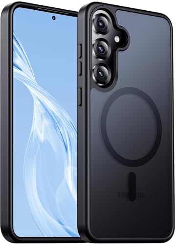 Strong Magnetic Case for Samsung Galaxy A56 5G, Compatible with Magnetic Charging, Slim Translucent Matte Military Grade Drop Protection Rugged Magnetic Case (Black, Samsung Galaxy A56 5G)